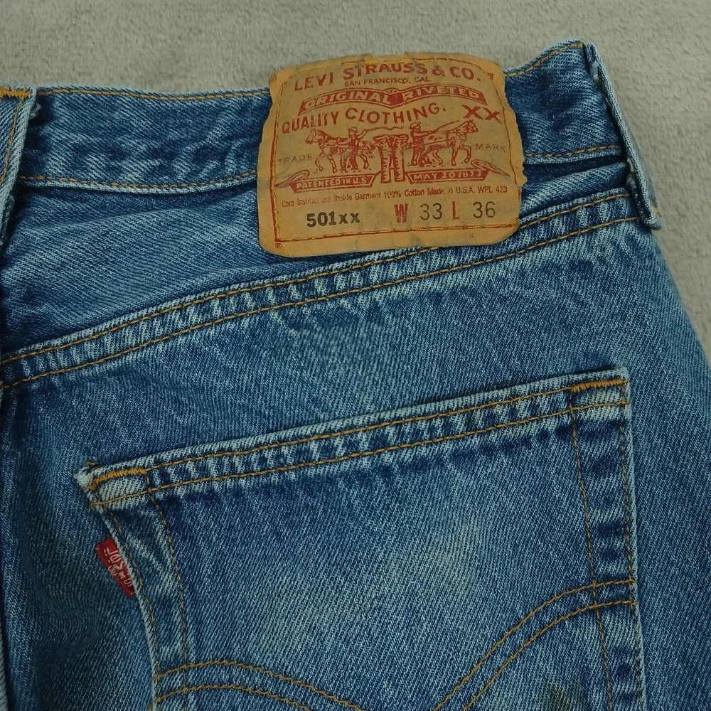 Vintage Levis 501xx Jeans‎ Mens 30x33 Blue Denim 501-0000 Distressed Button Fly